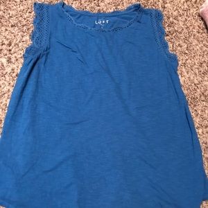 Loft, cotton with knit detail, royal blue shirt